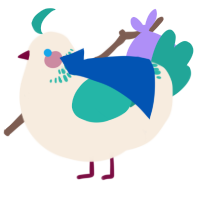 A cream and turquoise chicken with a neck-band pattern