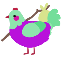 A amethyst and spring chicken with a head pattern