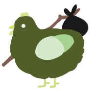 A olive and gluppy chicken