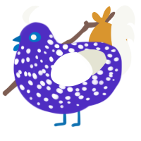 A indigo and white chicken with a speckle pattern