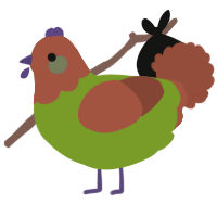 A chartreuse and russet chicken with a head pattern