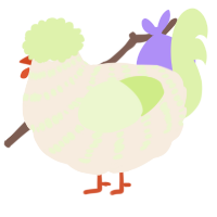 A cream and apple chicken with a bar pattern