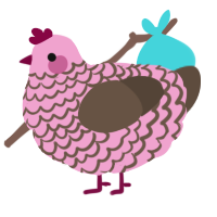 A pink and bark chicken with a lace pattern