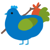 A sapphire and chartreuse chicken