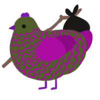 A olive and plum chicken with a lace pattern