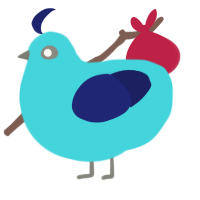 A aqua and navy chicken