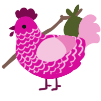 A fuchsia and pink chicken with a lace pattern