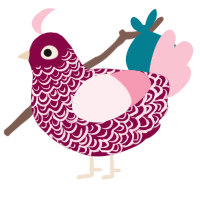 A maroon and rose chicken with a double-lace pattern