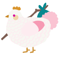 A white and rose chicken with a lace pattern