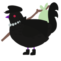 A sable and black chicken with a half-lace pattern