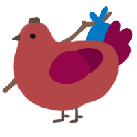 Ruby, a red and maroon chicken