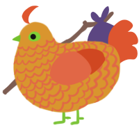 A orange and vermilion chicken with a lace pattern