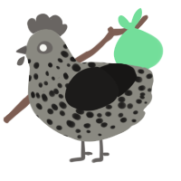 A ash and sable chicken with a speckle pattern