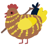 A brown and yellow chicken with a bar pattern