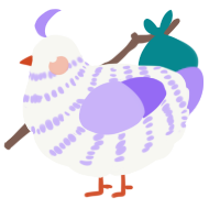 A white and lilac chicken with a bar pattern