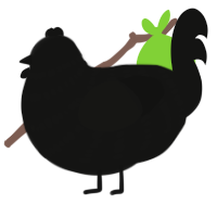 A black chicken with a bar pattern