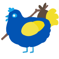 A ultramarine and yellow chicken