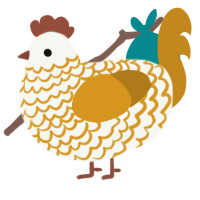A white and ochre chicken with a lace pattern