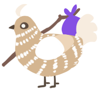 A beige and cream chicken with a bar pattern
