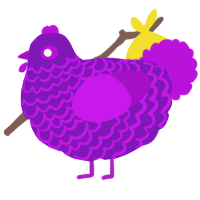 A violet and amethyst chicken with a lace pattern