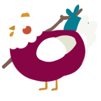 A maroon and white chicken with a head pattern