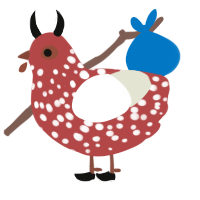 A red and white chicken with a speckle pattern