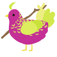 A amethyst and lime chicken with a half-lace pattern