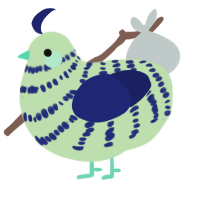 A gluppy and navy chicken with a bar pattern