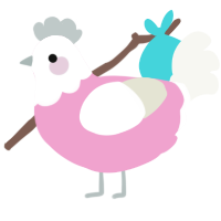 A pink and white chicken with a head pattern