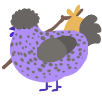 A lilac and grey chicken with a speckle pattern