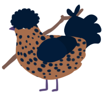 A brown and tumblr chicken with a speckle pattern