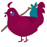 A maroon chicken with a lace pattern