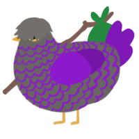 Koga, a grey and violet chicken with a lace pattern