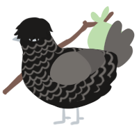 A sable and grey chicken with a lace pattern
