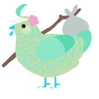 A gluppy and mint chicken with a lace pattern