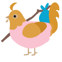 A rose and orange chicken with a head pattern