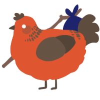 A vermilion and bark chicken with a neck-band pattern