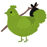 A chartreuse chicken with a lace pattern