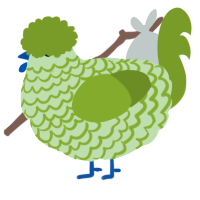 A gluppy and chartreuse chicken with a lace pattern