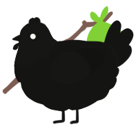 A black chicken with a head pattern