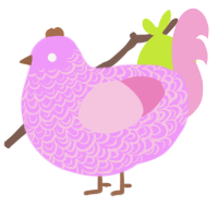 A lavender and pink chicken with a double-lace pattern