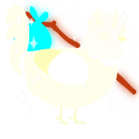 A white chicken with a head pattern