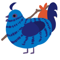 A sapphire and navy chicken with a bar pattern