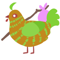 A ochre and grass chicken with a bar pattern
