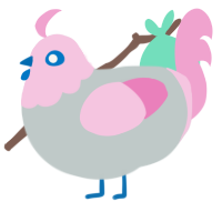 A silver and pink chicken with a head pattern
