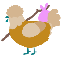 A ochre and beige chicken with a head pattern