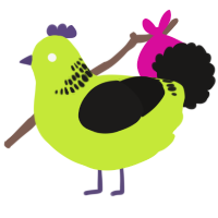 A lime and sable chicken with a neck-band pattern