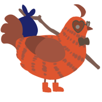 A vermilion and russet chicken with a bar pattern