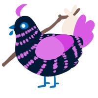 A tumblr and orchid chicken with a bar pattern