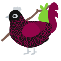 A black and maroon chicken with a double-lace pattern